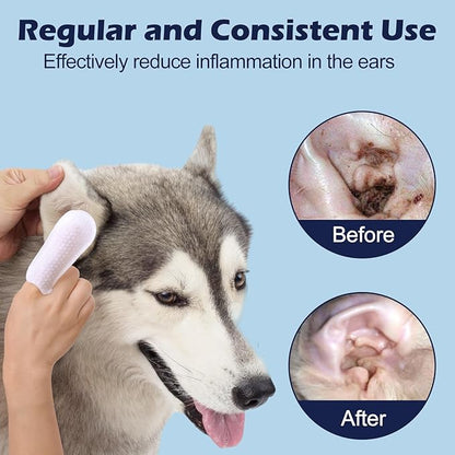 Pet Ear Finger Wipes 70 Count, Gentle and Effective Ear Cleaning Wipes for Dogs and Cats, Removes Wax, Dirt, and Odor, Prevents Ear Infections, Natural Ingredients, Safe and Easy to Use