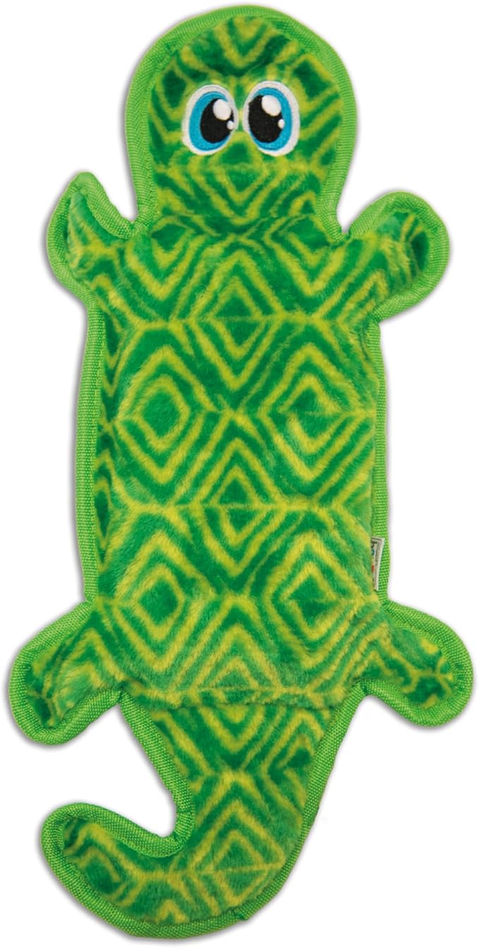 Outward Hound Durablez Tough Plush Squeaky Dog Toy, Gecko, Green, Large