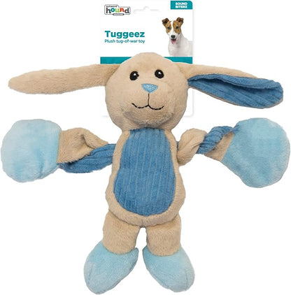 Outward Hound Baby Pulleez Bunny Squeaky Plush Dog Toy with Ropes for Pull-Through Tugging Action