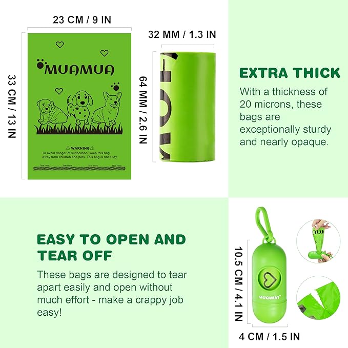 【Upgraded 2023】Dog Poop Bag Refills | 810 Counts, 45 Rolls | Biodegradable, Unscented | Leak-Proof & Ultra Thick | Holder Included