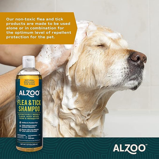 Flea and Tick Repellent Shampoo for Dogs, Effectively Repels Fleas, Ticks & Mosquitos, 100% Plant-Based Active Ingredients, Sulfate & Paraben-Free, 12 Fl. Oz.