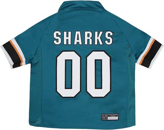 Pets First NHL San Jose Sharks Jersey for Dogs & Cats, Medium. - Let Your Pet Be A Real NHL Fan!