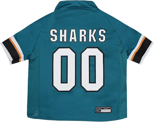 Pets First NHL San Jose Sharks Jersey for Dogs & Cats, Small. - Let Your Pet Be A Real NHL Fan!
