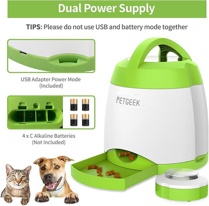 PETGEEK Automatic Dog Treat Dispenser, Dog Puzzle Memory Training Activity Toy- IQ Training Dog Button Feeder, Remote Dog Button Treat Dispenser for Dogs