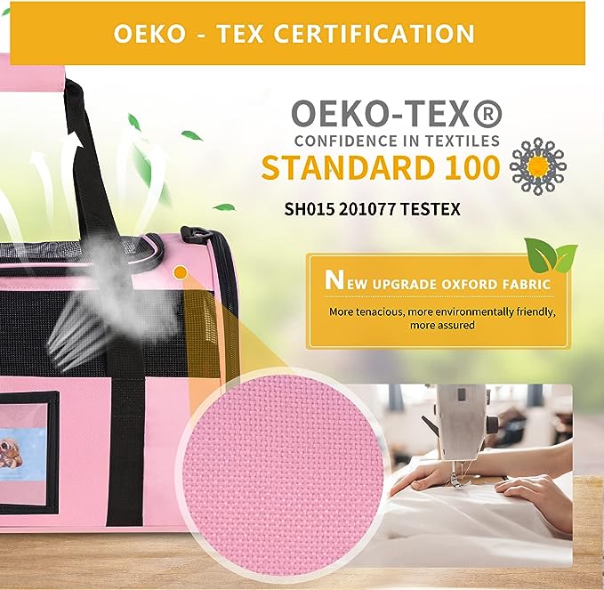 Cat Carrier, Dog Carrier, Pet Carrier Airline Approved for Cat, Small Dogs, Kitten, Cat Carriers for Small Medium Cats Under 15lb, Collapsible Soft Sided TSA Approved Cat Travel Carrier, Pink