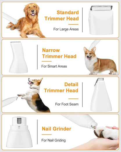 Dog Clippers for Grooming, Dog Paw Trimmer, Dog Nail Grinder, Low Noise Cordless Pet Hair Trimmers for Small and Large Dogs Cats and Other Pets