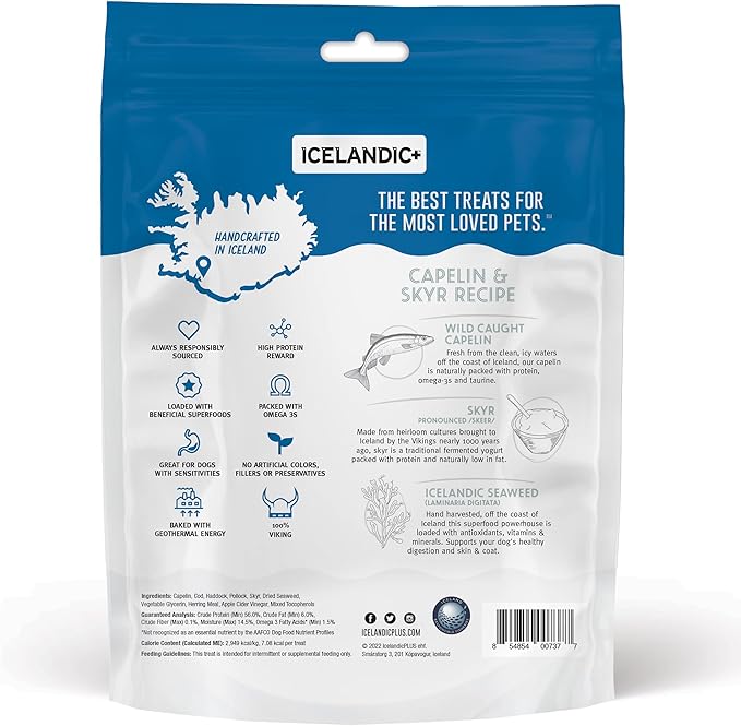 Icelandic+ Plus Chewy Jerky Bars Capelin, Skyr, & Seaweed Dog Treat 2.5-oz Bag