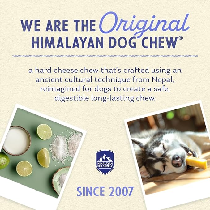 Himalayan Dog Chew Original Yak Cheese Dog Chews, 100% Natural, Long Lasting, Gluten Free, Healthy & Safe Dog Treats, Lactose & Grain Free, Protein Rich, Large, Dogs 55 Lbs & Smaller