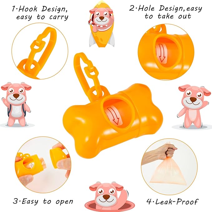 40 Pack Bone Shaped Poop Bag Dispenser Pet Waste Disposal Bag Dispenser (Random Color)
