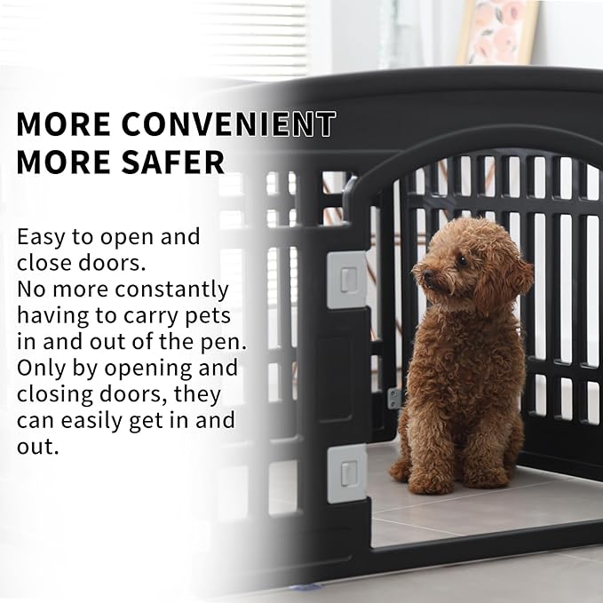Pet Playpen Foldable Gate for Dogs Heavy Plastic Puppy Exercise Pen Indoor Outdoor Small Pets Fence Puppies Folding Cage 6 Panels for Puppies and Small Dogs House Supplies (Black 6*Panel)