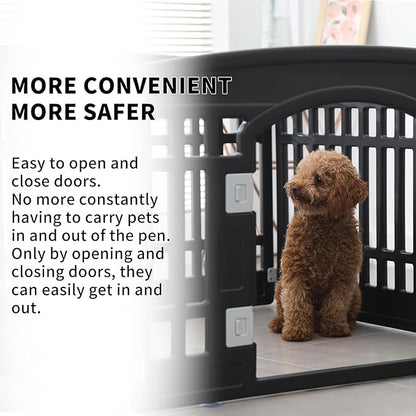 Pet Playpen Foldable Gate for Dogs Heavy Plastic Puppy Exercise Pen Indoor Outdoor Small Pets Fence Puppies Folding Cage 6 Panels for Puppies and Small Dogs House Supplies (Black 6*Panel)