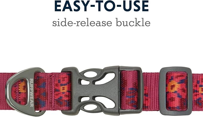 Ruffwear, Flat Out Dog Collar (Formerly Hoopie), Webbing Collar for Walking and Everyday Use, Alpenglow Burst, 20"-26"