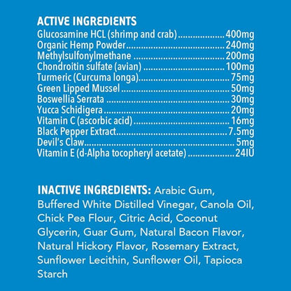 iHeartDogs Hip & Joint Supplement for Dogs - Advanced 8-in-1 Dog Joint Supplement Chews with Glucosamine, Chondroitin, Turmeric, Devil's Claw, Green Lipped Mussel, Hemp, Yucca, Boswellia & MSM - 90 Ct
