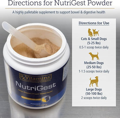 Rx Vitamins NutriGest - Dog Probiotics for Digestive Health - Probiotic for Cats - Cat Digestive Support,Anti Diarrhea for Cats and Dog Gas Relief - Probiotics for Dogs Powder - 4.65oz