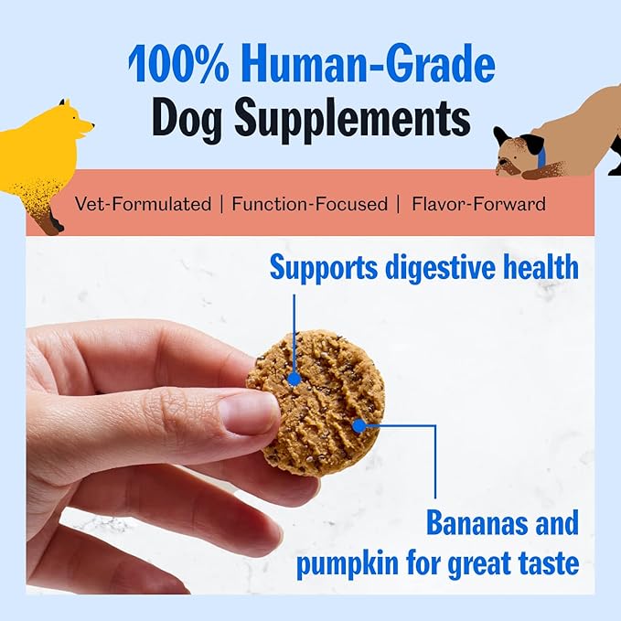 PetPlate Digestive Soft Chews for Dogs, Made with Prebiotics & Probiotics, USDA Organic Supplement, Grain-Free, Human-Grade, Pet Supplies, (Pack of 1, 9.8 Ounce)