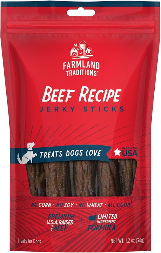 Farmland Traditions Beef Recipe Dog Jerky Sticks (14.4 oz. total (12 pack- 1.2 oz each))