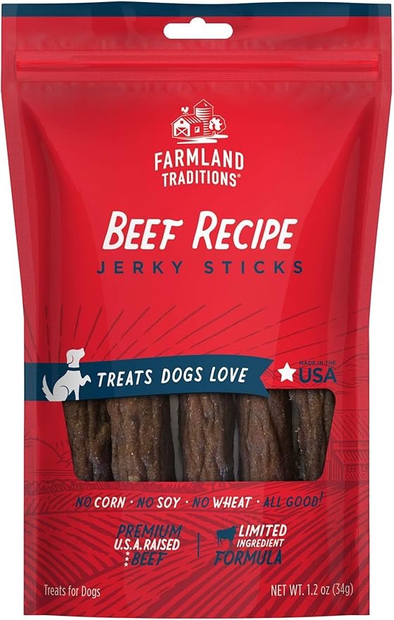 Farmland Traditions Beef Recipe Dog Jerky Sticks (14.4 oz. total (12 pack- 1.2 oz each))