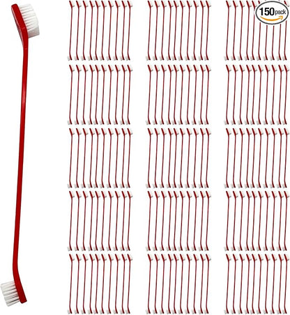 150Pcs Dog Toothbrush Dual Headed Puppy Tooth Brushing Kit Long Handle Soft Grooming Pet Dental Brushes Convenient Double Sided for Pets Cat Puppy Teeth Brush Cleaning Oral Care Supplies -Red
