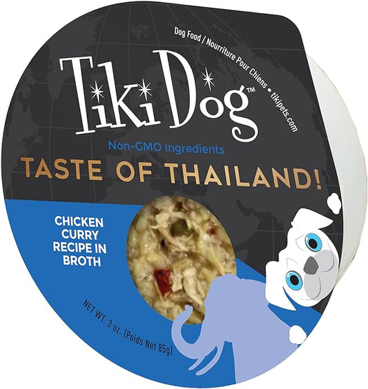 Tiki Dog Taste of The World - Dog Wet Food - Whole Foods - Thailand! Chicken Curry - 3 oz Cup