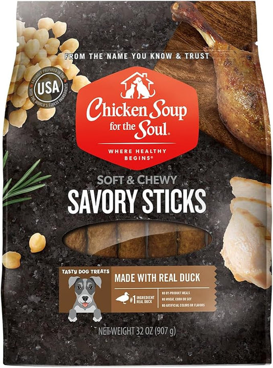 Chicken Soup for the Soul Pet Food Savory Sticks Dog Treats, Duck, 32 Ounce Bag | Soy, Corn & Wheat Free, No Artificial Flavors or Preservatives