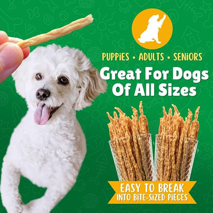 Lucky Premium Treats Chicken Straw Dog Treats – USA Made Single Ingredient Chicken Jerky for Dogs – All Natural Jerky Treat – 13 oz Bag