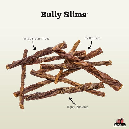 Redbarn All-Natural Bully Slims Beef Esophagus Chew Treats - Premium Grain-Free High Protein Low Fat Rawhide Alternative with No Artifical Ingredients - 4.7 oz Bag