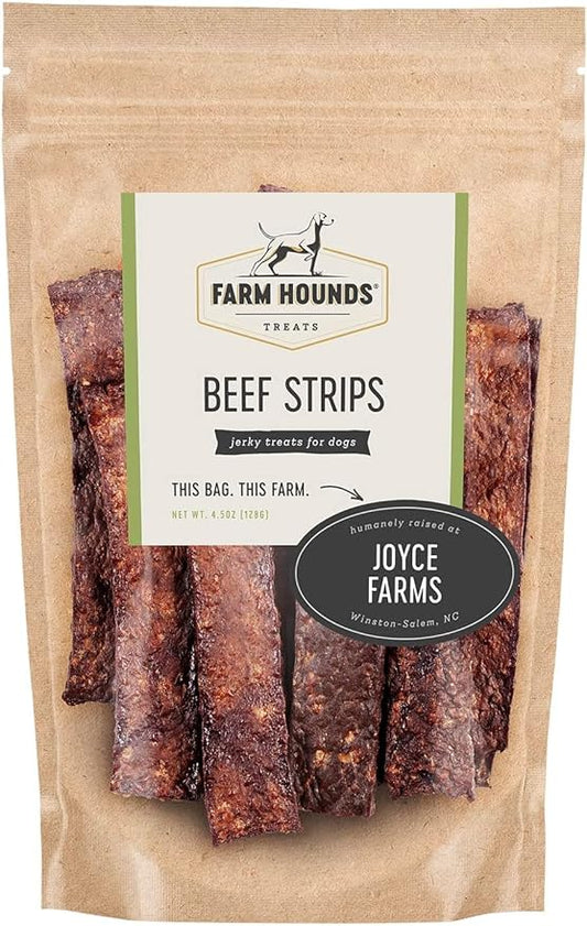 Farm Hounds Premium Natural Beef Treats for Dogs, 100% Made from Humanely-Raised Beefs, No Fillers Added, Nutrient-Rich Jerky Training Treats, Healthy Delicious Dog Strips, Made in USA, 2-Pack
