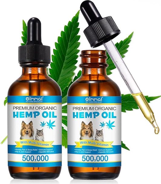 Oil for Dogs 120ML,Organic Pet Oil for Pain,Skin,Arthritis Pain,Pain Relief,Calming,Omega 3,6,9 for Dog Emotions, Dog Barking & Dog Joints,Supports & Maintains Healthy Joints (2 Pack, Blue)