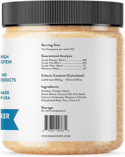 Visionary Pet Foods Gourmet Freeze Dried Meal Mixer, Dry Food Topper, High in Protein, Low Carb and Grain Free, Healthy Snack for Dogs, Chicken Flavor 6oz. Jar