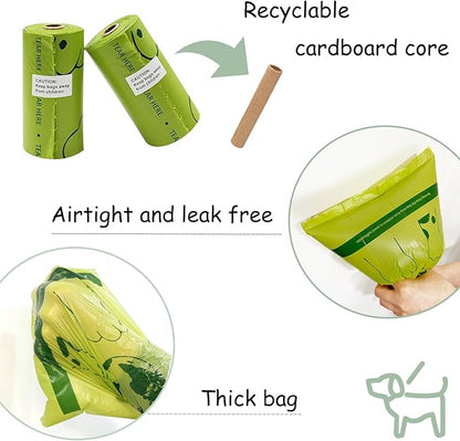 Bag Dispenser Dog Poop Bags Holder Dog Waste Bags Dispenser with Leak-Proof Green Poop Bags for Leash On The Go for Walking Dogs Outdoor (1 Holder 135 Bags,Yellow)