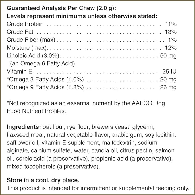 Pet Naturals Skin and Coat for Dogs with Dry, Itchy and Irritated Skin, 30 Chews - Salmon Oil, Vitamin E and Flax Oil - No Corn or Wheat - Vet Recommended