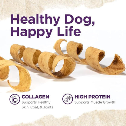 Natural Farm Curly Pork Collagen Sticks (5-6 Inch, 6 pack), Fully Digestible & Natural Dog Chews, Flavorful & Long Lasting, Best for Small & Medium Chewers, Odor-Free Rawhide Alternative