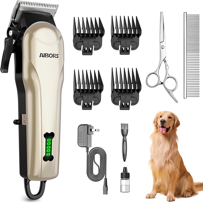 Dog Clippers, Professional Dog Grooming Kit, Low Noise Rechargeable Dog Clippers for Grooming, Cordless Electric Quiet Hair Grooming Clippers for Dogs Cats Pets