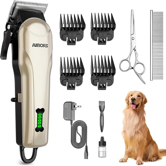 Dog Clippers, Professional Dog Grooming Kit, Low Noise Rechargeable Dog Clippers for Grooming, Cordless Electric Quiet Hair Grooming Clippers for Dogs Cats Pets