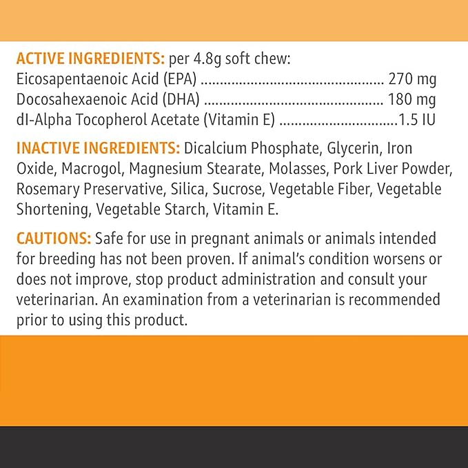 Omega 3 Fish Oil for Dogs - Allergy, Immune, & Skin Health Supplement - Dog Skin and Coat Chews with Vitamin E - Small/Medium Canines - 60 ct