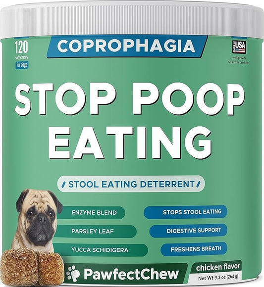 No Poo Chews for Dogs - Coprophagia Stool Eating Deterrent for Dogs - Poop Eating Deterrent & Prevention - Probiotics & Digestive Enzymes Chewable Remedy