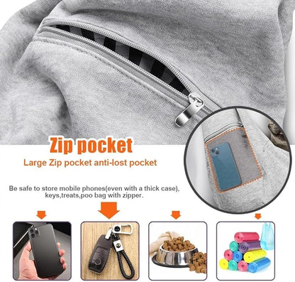 TOMKAS Dog Sling Carrier for Small Dogs pet slings with extra pocket storage sling with storage pocket