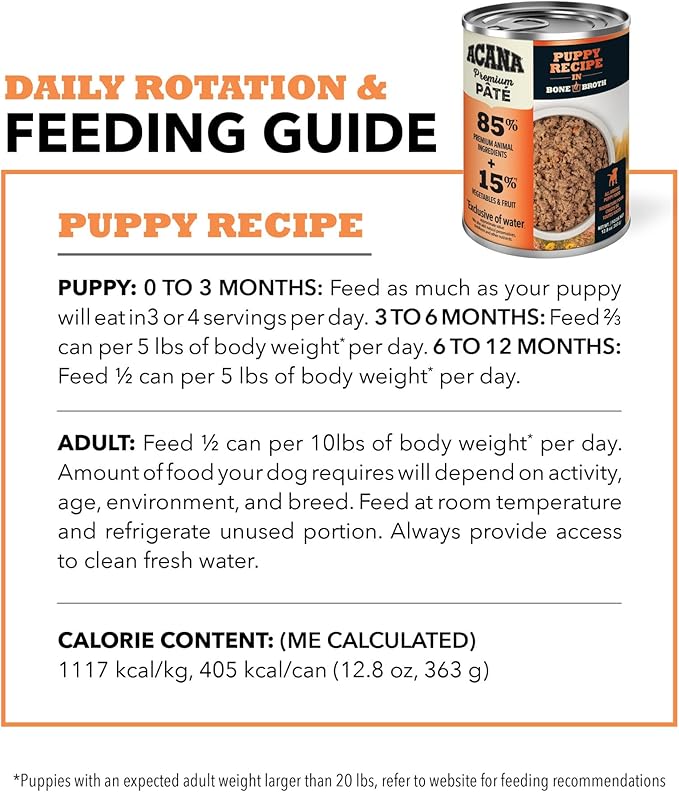 ACANA Premium Pate Wet Dog Food, Puppy Recipe in Bone Broth, 12.8oz (Case of 12)