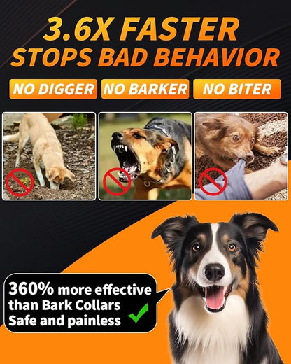 Ultrasonic Dog Bark Deterrent Devices, Anti Bark Dog Training & Behavior aids-3X Sonic Emitters 4 Modes 50ft Range Control－Barking Silencer Indoor & Outdoor, Rechargeable