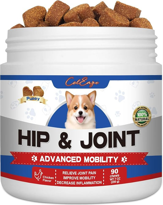Joint Supplement for Dogs, Glucosamine Chondroitin for Dogs Joint Pain Relief, MSM - Advanced Mobility Chews Reduce Inflammation, Hip & Joint Care - Chicken Flavor - 90 Ct