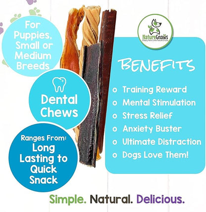 Nature Gnaws Premium Dog Chew Variety Pack - Tripe Twists, Beef Jerky and Bully Sticks for Dogs - Long Lasting Dog Chew Treats - Rawhide Free Dental Bones (18 Count)