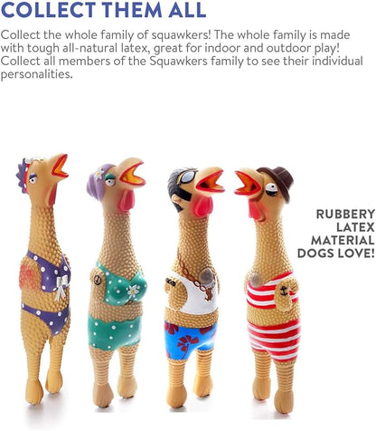 Outward Hound Squawkers Earl Latex Rubber Chicken Interactive Dog Toy, Large
