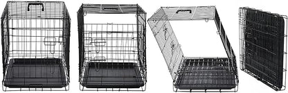 DONORO Dog Crates Kit for Small Size Dogs Indoor with Dog Crate Cover, Double Door Dog Kennels & Houses for Puppy and Cats, Collapsible Metal Contour Dog Cages