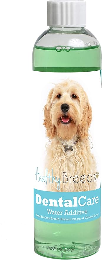 Healthy Breeds Dog Dental Care Water Additive for Cockapoo - Helps Freshen Breath, Reduce Plaque & Control Tartar - Mint Flavor - 8 oz