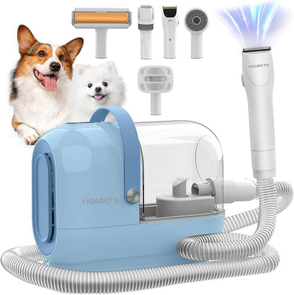 Dog Grooming Vacuum Kit, 3L Pet Grooming Vacuum with 7 Pet Grooming Tools, Dog Vacuum for Shedding Grooming at Home with Low Noise Electric Clipper and Brush, Blue