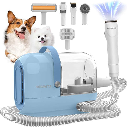 Dog Grooming Vacuum Kit, 3L Pet Grooming Vacuum with 7 Pet Grooming Tools, Dog Vacuum for Shedding Grooming at Home with Low Noise Electric Clipper and Brush, Blue