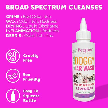 Dog Ear Cleaner, Gentle Wax Remover, Gentle Ear Cleaning Drops, Effective Ear drops for Itch, Odor, Aloe Vera and Turmeric Ear Cleaning Solution for Dogs, Cruelty-Free