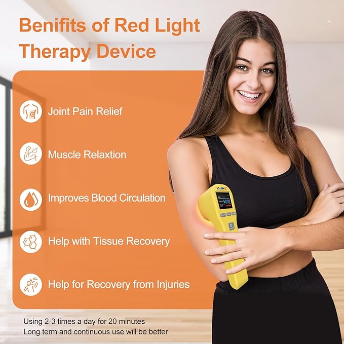 4x808nm +16x650nm Red Light Therapy Device for Human Pet Pain Relief, Near Infrared Light Therapy for Tissue Joint Muscle Recovery, Home Cold Light Therapy Wand for Ankle Shoulder Knee Elbow