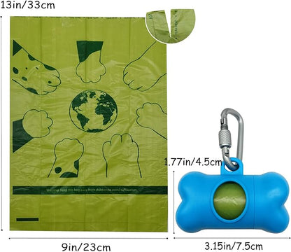 Bag Dispenser Dog Poop Bags Holder Dog Waste Bags Dispenser with Leak-Proof Green Poop Bags for Leash On The Go for Walking Dogs Outdoor(1 Holder 15 Bags,Royal Blue)