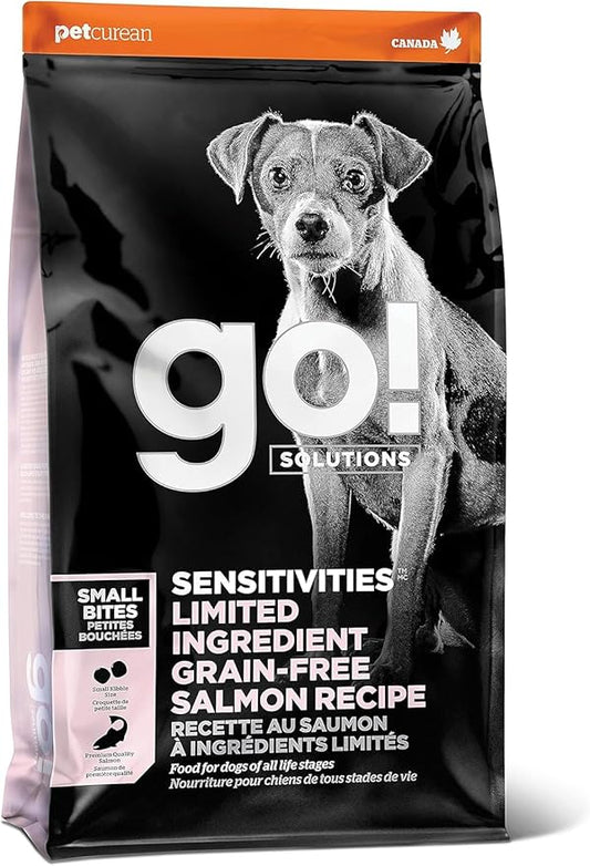GO! SOLUTIONS Sensitivities – Small Bites Salmon Recipe – Limited Ingredient Dog Food, 3.5 lb – Grain Free Dog Food for All Life Stages – Dog Food to Support Sensitive Stomachs